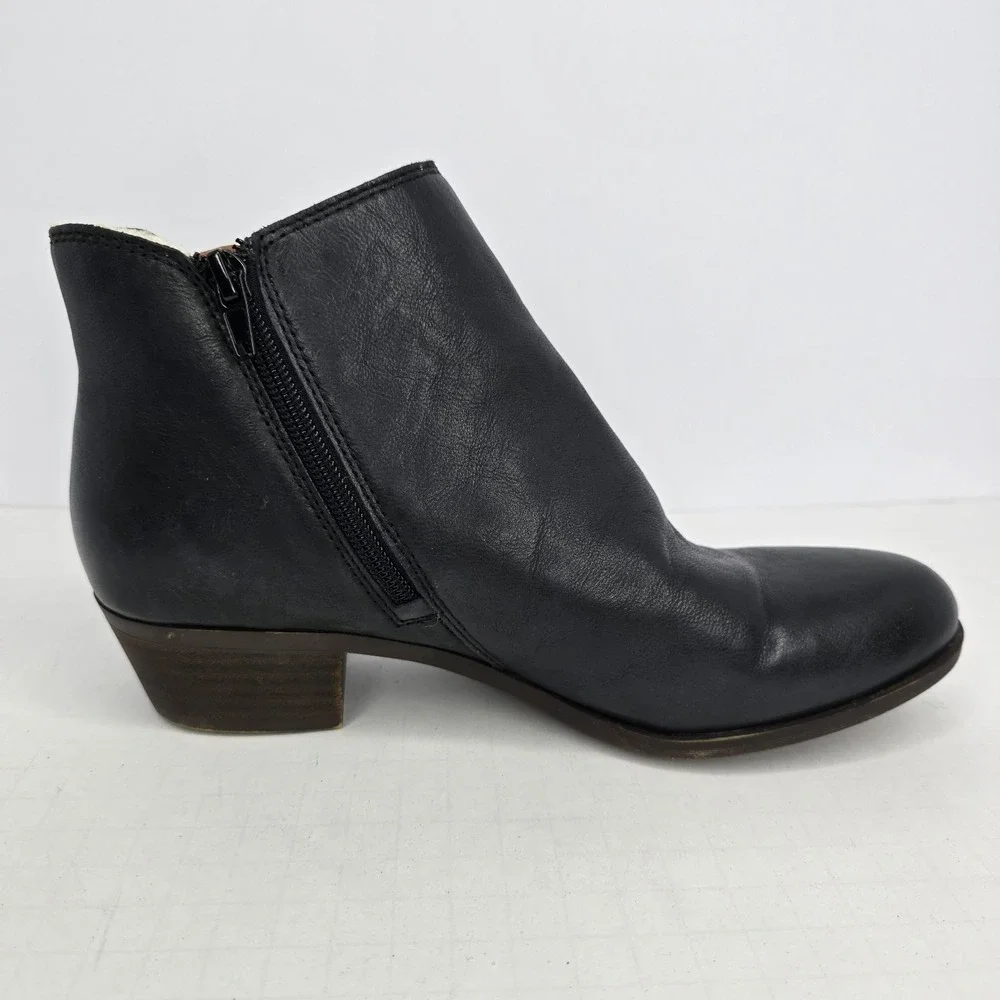 Lucky Brand Banterr2 Ankle Boots Womens Size 7.5 M Black Leather‎ Side Zip Shoes - Picture 5 of 12